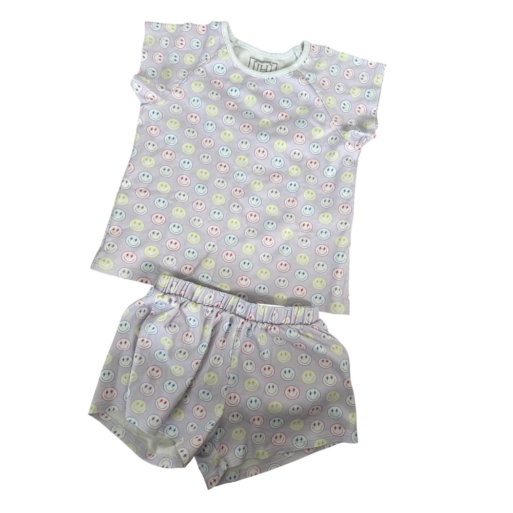 Lila and Hayes Emery short set preppy smiles print
